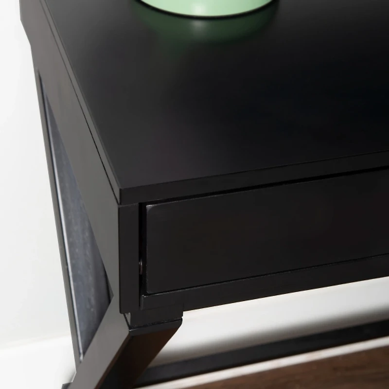 Black Wood 2-Drawer Peggy Desk