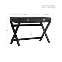 Black Wood 2-Drawer Peggy Desk