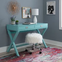 Turquoise Wood 2-Drawer Peggy Desk