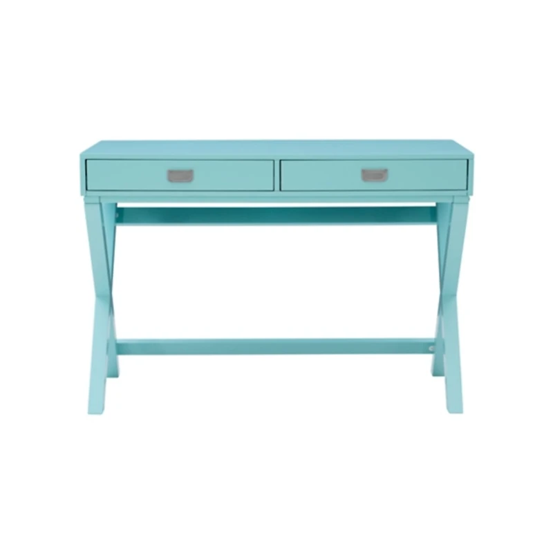 Turquoise Wood 2-Drawer Peggy Desk