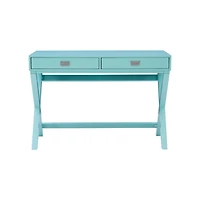 Turquoise Wood 2-Drawer Peggy Desk