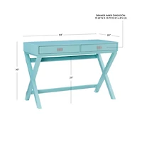 Turquoise Wood 2-Drawer Peggy Desk
