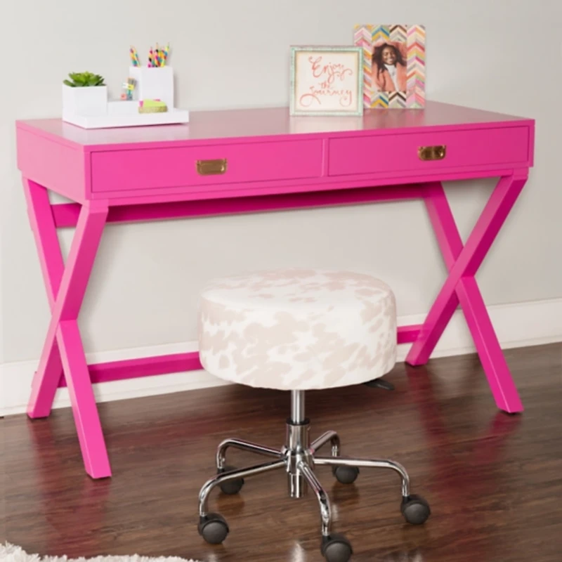 Hot Pink Wood 2-Drawer Peggy Desk