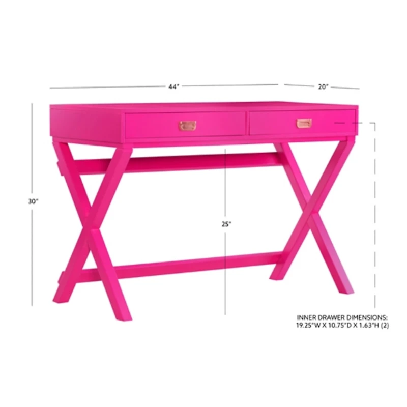 Hot Pink Wood 2-Drawer Peggy Desk