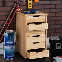 Natural Wood 6-Drawer Cary Storage Cart