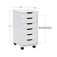 White Wood 6-Drawer Cary Storage Cart