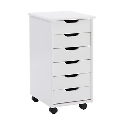 White Wood 6-Drawer Cary Storage Cart