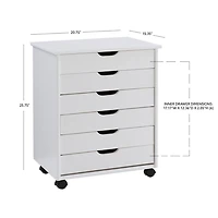 White Wood Wide 6-Drawer Cary Storage Cart