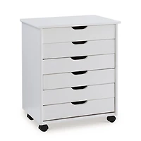 White Wood Wide 6-Drawer Cary Storage Cart