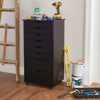 Black Wood 8-Drawer Cary Storage Cart