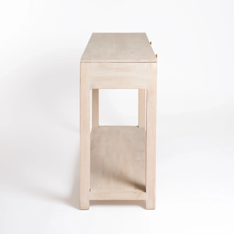 Whitewash Woven Cane 2-Drawer Console Table