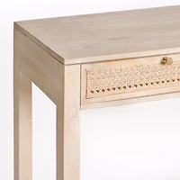 Whitewash Woven Cane 2-Drawer Console Table