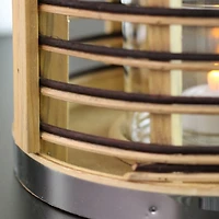 Rattan Hurricane Lantern with Jute Rope