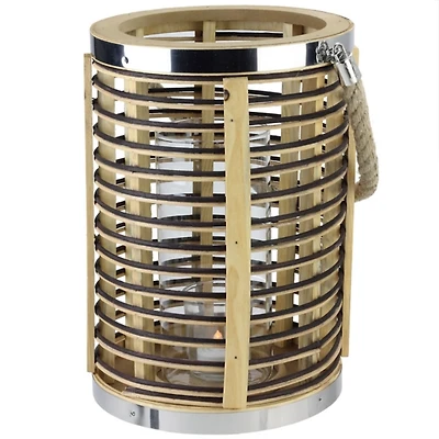 Rattan Hurricane Lantern with Jute Rope