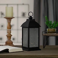 Black LED Flickering Fairy Lights Lantern, 12 in.
