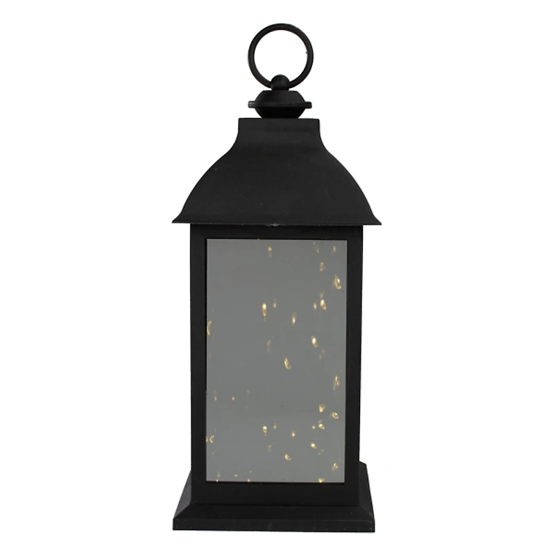 Black LED Flickering Fairy Lights Lantern, 12 in.
