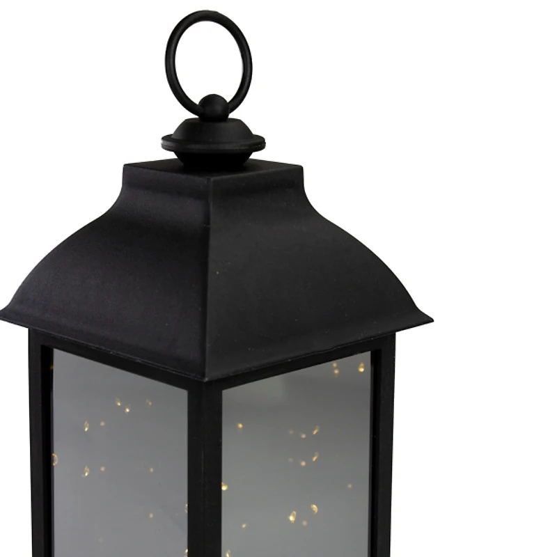 Black LED Flickering Fairy Lights Lantern, 12 in.