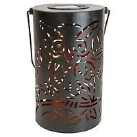 Black Metal Owl Dusk-to-Dawn Outdoor Solar Lantern