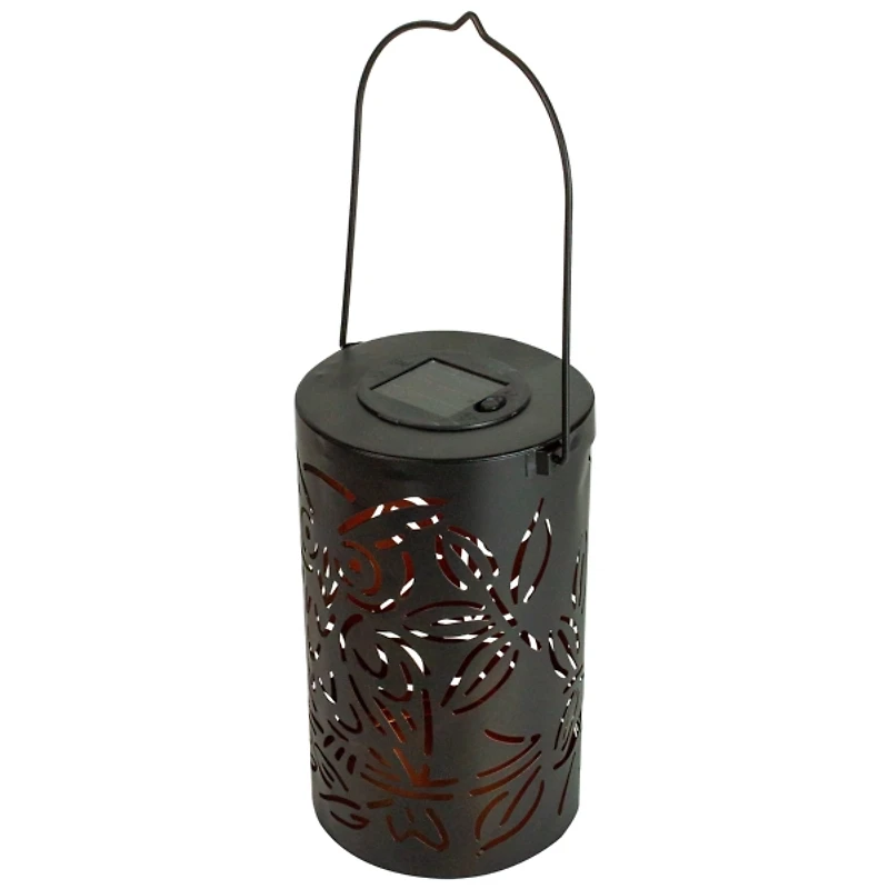 Black Metal Owl Dusk-to-Dawn Outdoor Solar Lantern