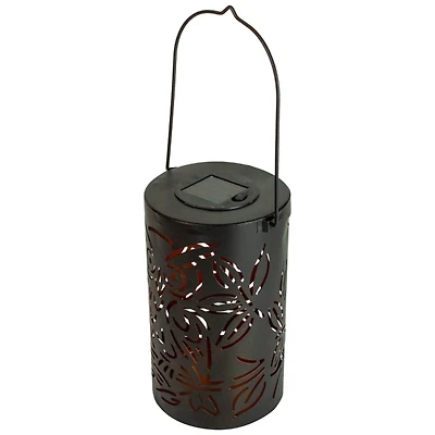 Black Metal Owl Dusk-to-Dawn Outdoor Solar Lantern