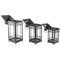 Distressed Black Metal Lanterns, Set of 3