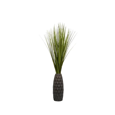 Grass Arrangement in Gunmetal Honeycomb Pot