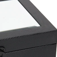 Black Woven Vinyl Mirrored Boxes, Set of 2