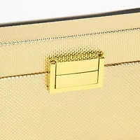 Gold Woven Vinyl Mirrored Boxes, Set of 2