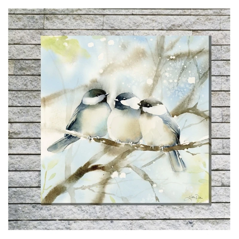 Cozy Chickadees Outdoor Canvas Art Print