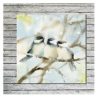 Cozy Chickadees Outdoor Canvas Art Print