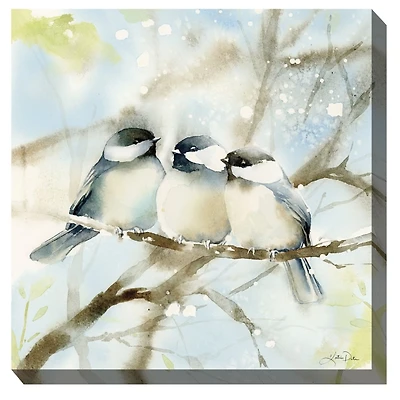 Cozy Chickadees Outdoor Canvas Art Print