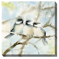 Cozy Chickadees Outdoor Canvas Art Print