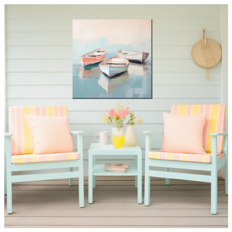 Pastel Boats Outdoor Canvas Art Print