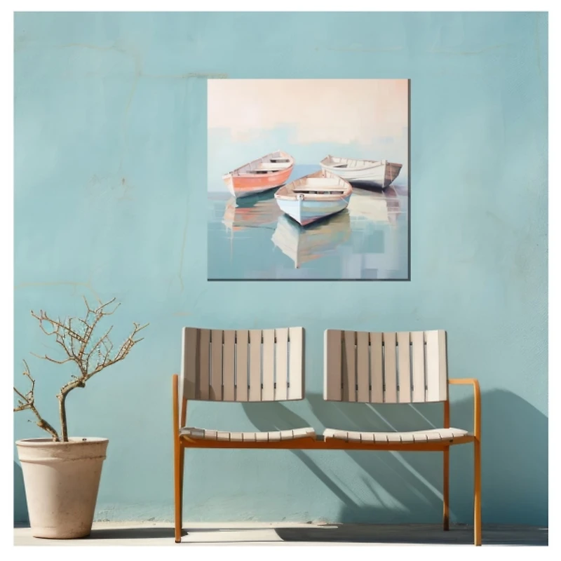 Pastel Boats Outdoor Canvas Art Print