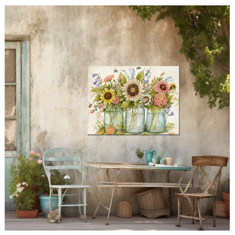 Buzzing Bouquets Outdoor Canvas Art Print