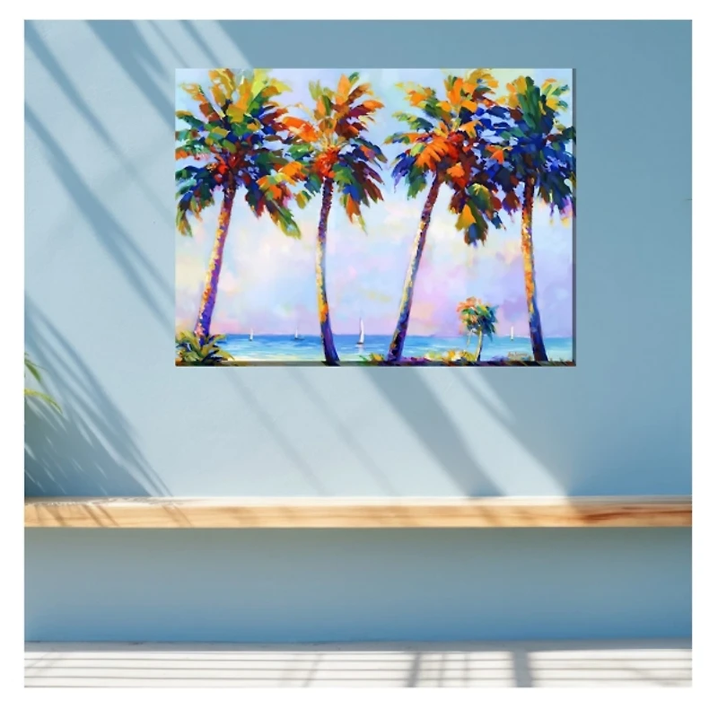 Four Flamboyant Palms Outdoor Canvas Art Print
