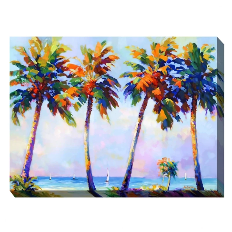 Four Flamboyant Palms Outdoor Canvas Art Print