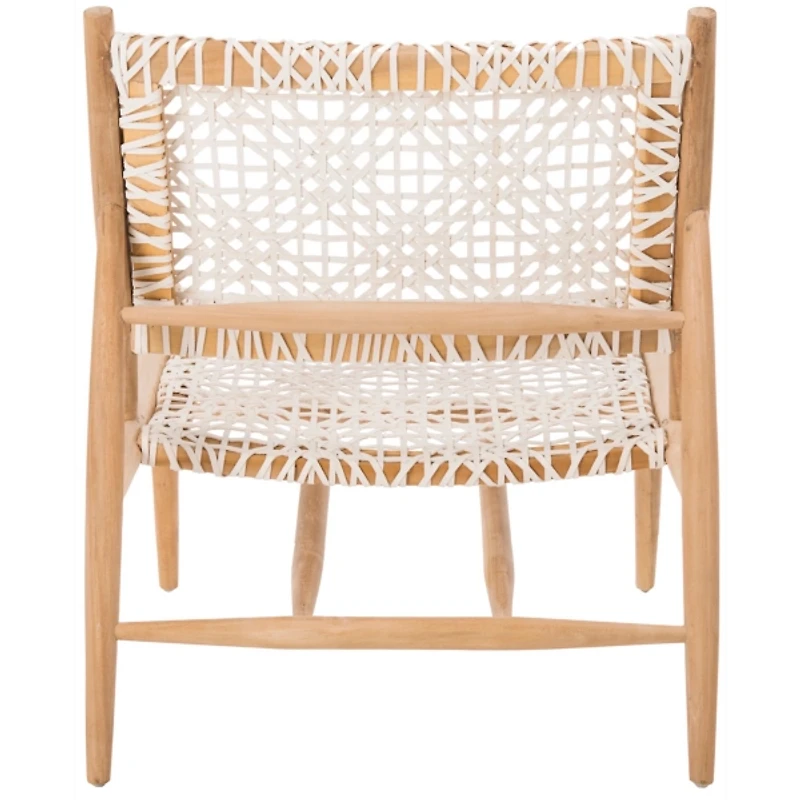 SAFAVIEH White Leather Woven Accent Chair