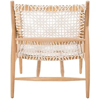 SAFAVIEH White Leather Woven Accent Chair