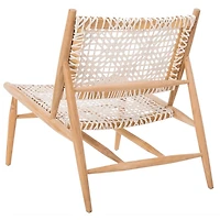 SAFAVIEH White Leather Woven Accent Chair
