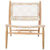 SAFAVIEH White Leather Woven Accent Chair