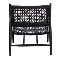 Black Leather Woven Accent Chair