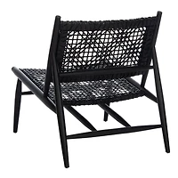 Black Leather Woven Accent Chair