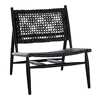 Black Leather Woven Accent Chair