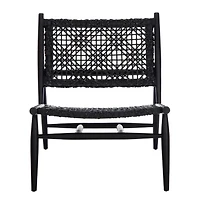 Black Leather Woven Accent Chair
