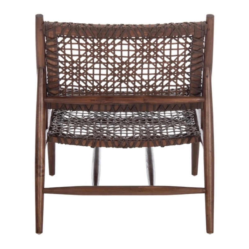 Brown Leather Woven Accent Chair