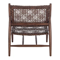 Brown Leather Woven Accent Chair