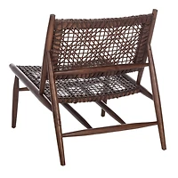 Brown Leather Woven Accent Chair