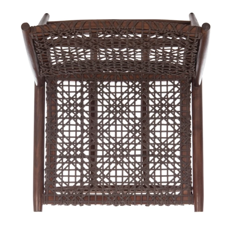 Brown Leather Woven Accent Chair