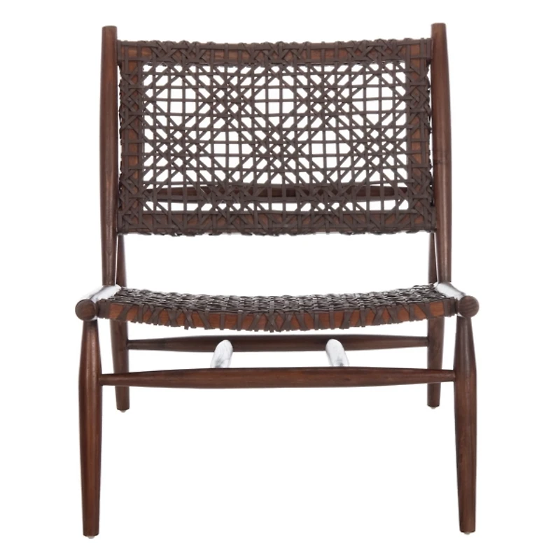 Brown Leather Woven Accent Chair